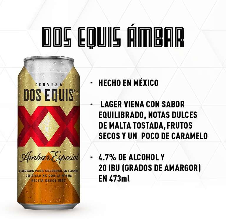 Amazon - Cerveza XX AMBAR en Lata 473ml el 24 pack