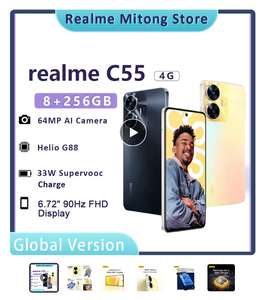 Aliexpress: Realme C55, 8Gb RAM, 256GB almacenamiento, 90Hz, 64MP, 33W, 5000mAH, Android 13