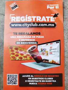 City Club: Rebanada de pizza y refresco gratis al registrarte