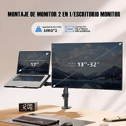 AMAZON - SPOWAY Soporte para Monitor (32 pulgadas) y Laptop (17 pulgadas) Ajustable para Escritorio