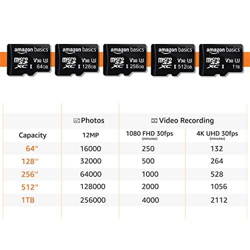Amazon: Tarjeta de memoria MicroSDXC de 128 GB con adaptador SD - Amazon Basics, 100 MB/s, U3
