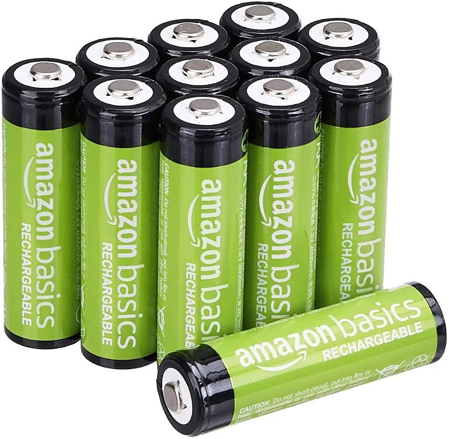 Amazon Basics - Paquete de 12 pilas recargables de alto rendimiento AA NiMH, 2000 mAh, recargables hasta 1000 veces, precargadas