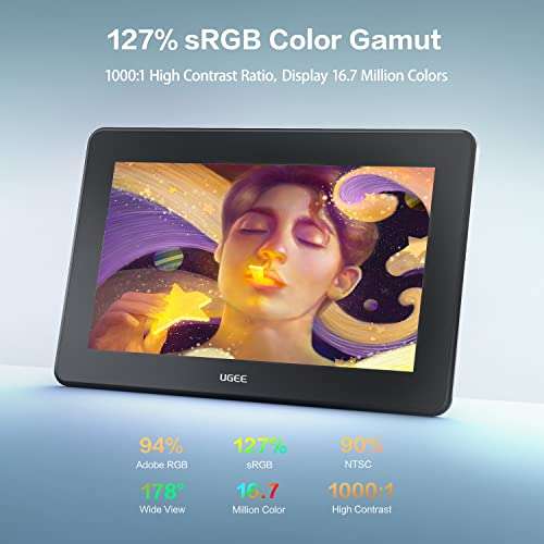Amazon: UGEE Tableta Gráfica con Pantallata 11.9 Pulgadas, 127% sRGB Antideslumbrante Tableta de Dibujo
