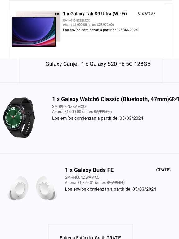Samsung Store: Samsung Galaxy TAB S9 ULTRA + Reloj Galaxy Watch 6 Classic + Galaxy Buds FE | 5% adicional en chat asesor + 18 MSI Paypal