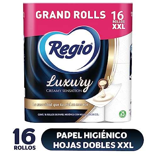 AMAZON, Papel Higiénico, Regio Creamy Sensation, 210 Hojas Dobles, 16 Rollos | envío gratis con Prime
