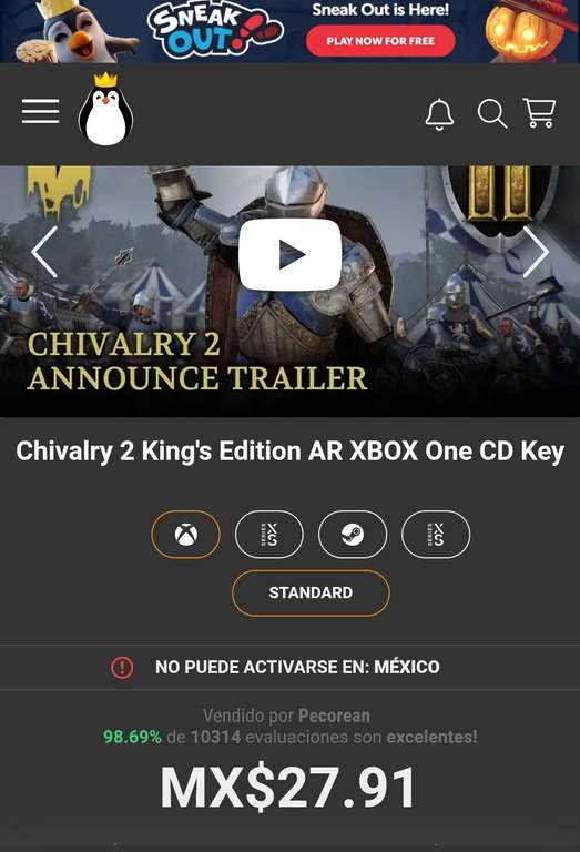 Kinguin: Chivalry 2 King's Edition AR XBOX One CD Key