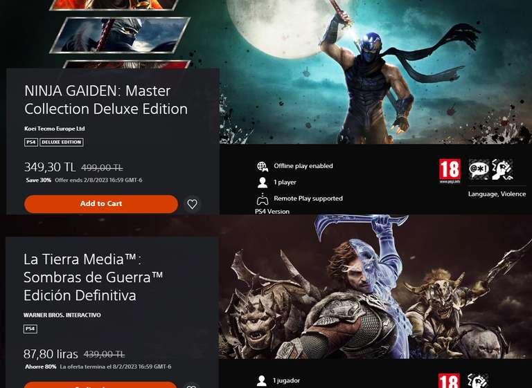 Playstation Turquía – Mas de 50 Ofertones!! Ninja Gaiden Master Collection | Crash Bandicoot | Resident Evil | DBZ | Capcom | The Witcher