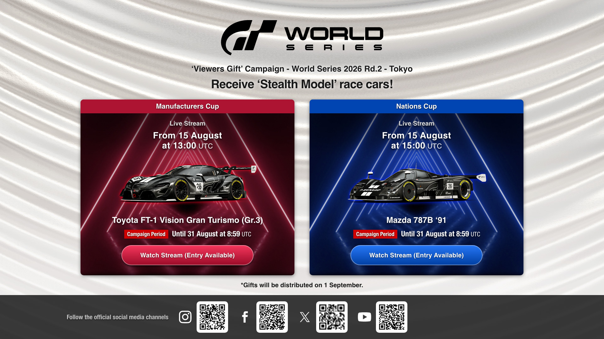 PlayStation: Gran Turismo 7 | PS5 / PS4 | Coches gratuitos: TOYOTA FT-1 Vision Gran Turismo (Gr.3) y Mazda 787B '91 | Del 15 al 31 de agosto