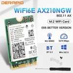 AliExpress: WiFi6E AX210 de doble banda, 2,4 Gbps, Bluetooth 5,3, 802.11AX, WiFi 6 AX210, para tarjeta WiFi Intel AX210NGW M.2 NGFF Wlan