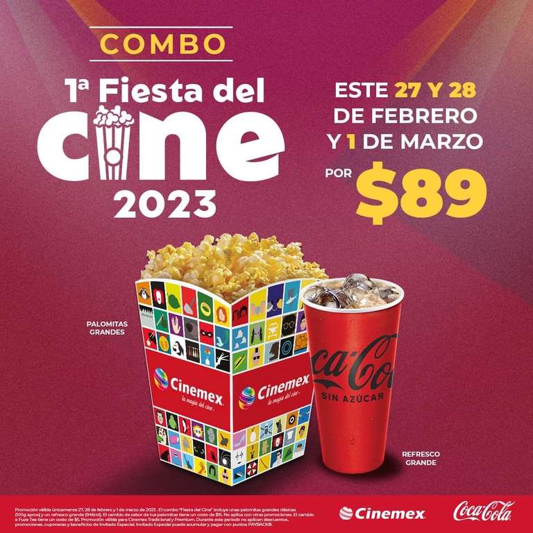 Cinemex [Fiesta del Cine 2023]: Combos especiales desde $89