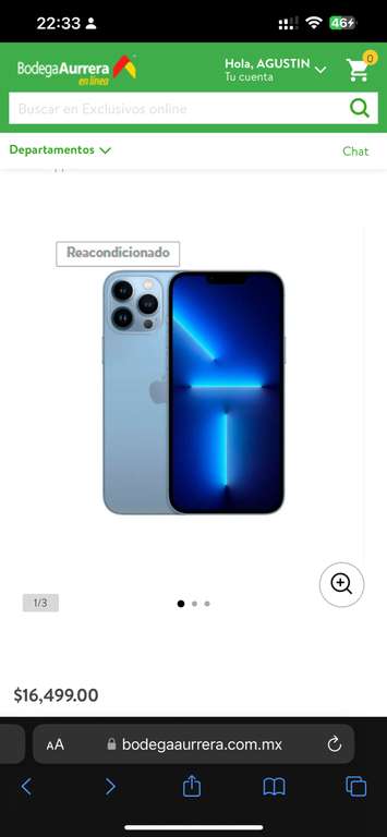 Bodega Aurrera: iPhone 13 Pro Apple 128GB Azul Reacondicionado | Pagando con HSBC TDC/