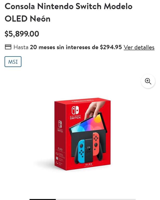 Walmart: Nintendo Switch con cupon de 10% BBVA O Banamex