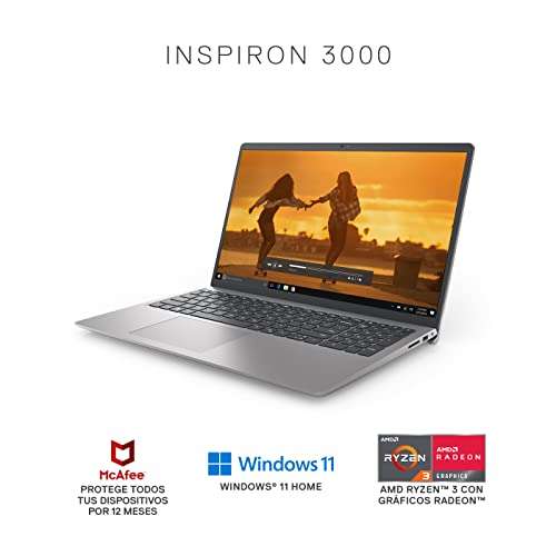 Amazon: Laptop Dell Inspiron 3515 15.6" FHD, AMD Ryzen 3, 8GB RAM, 256GB SSD, Windows 11, Plata.