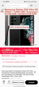 Aliexpress: Samsung Galaxy S22 Ultra 128/8