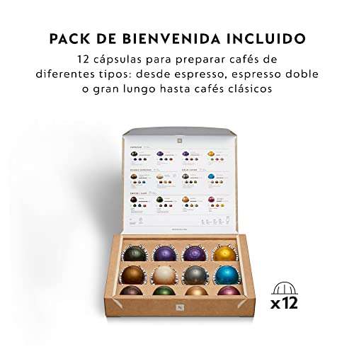Amazon: Nespresso, Nueva Cafetera Vertuo Next, Color Dark Grey (Incluye Obsequio de 12 Cápsulas de Café). 50% de descuento