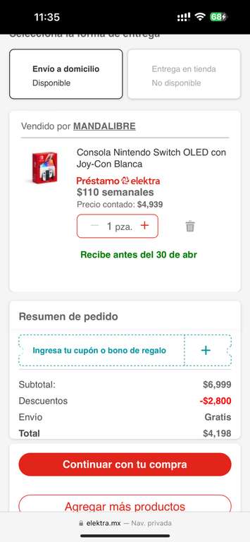 Elektra: Nintendo Switch Oled (Paypal)