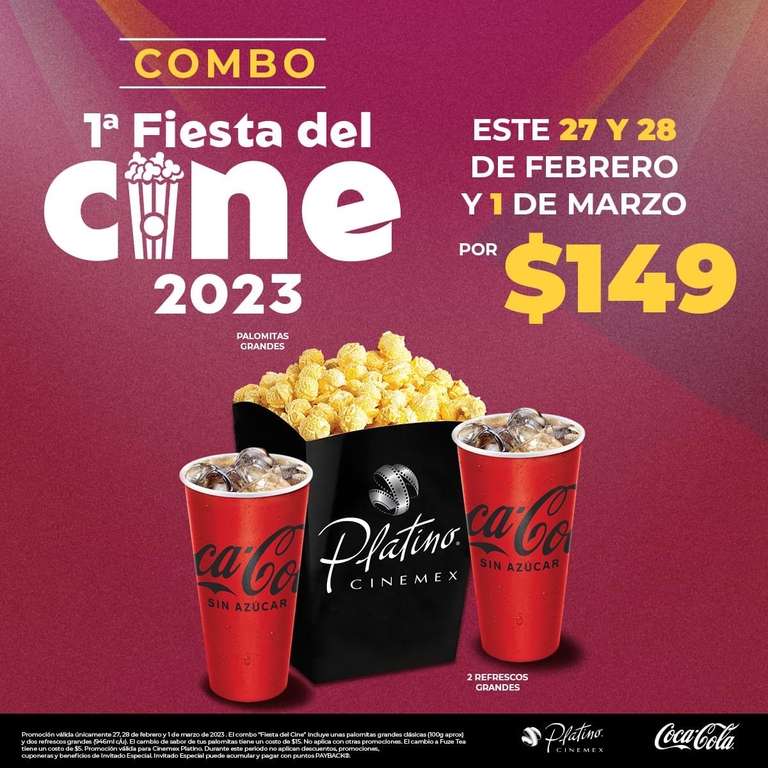Cinemex [Fiesta del Cine 2023]: Combos especiales desde $89