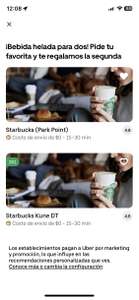 Uber Eats: Starbucks Frappuccinos 2x1