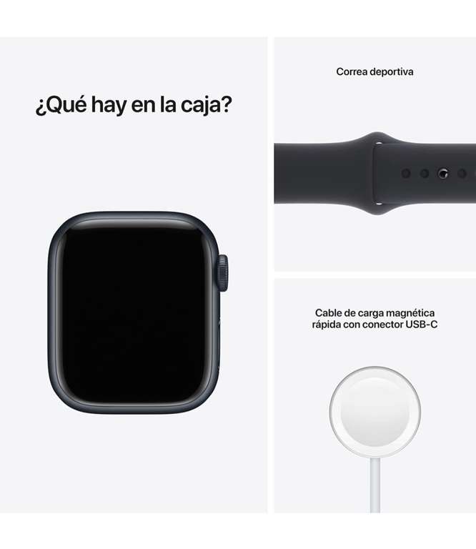 Amazon: Apple Watch Series 7 (GPS) Aluminio Azul Medianoche de 41 mm y Correa Deportiva Medianoche | Envío gratis con Prime