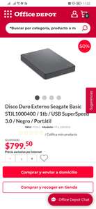 Office Depot: Disco Duro Externo Seagate Basic 1 Tb.