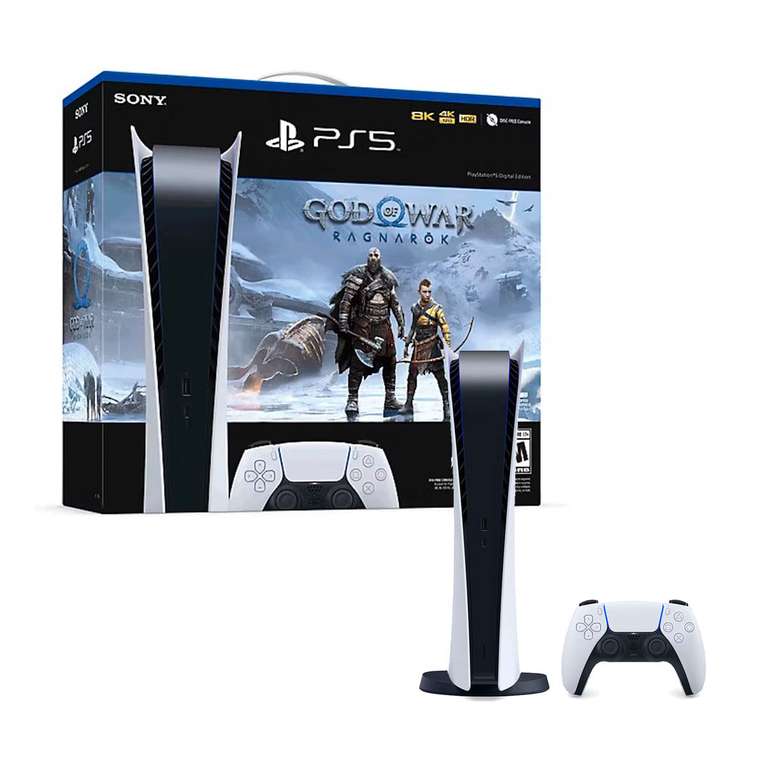 Doto: Sony PlayStation 5 Edición Digital God of War Ragnarök Blanco, 3MSI o 4 pagos SI con Kuesky Pay