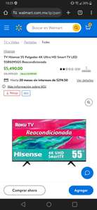 Walmart: TV Hisense 55 Pulgadas 4K Ultra HD Smart TV LED 55R6095G5 Reacondicionada