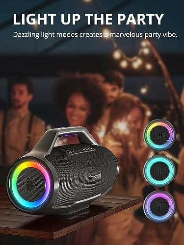 Amazon: Tronsmart Bang MAX Bocina Bluetooth de 130W, IPX6 Resistente al Agua, Altavoz Luces RGB, 24 hrs de reproducción, App, EQ Karaoke