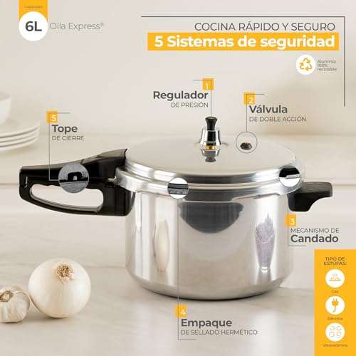 Ekco Classic Olla Express 6 litros de Aluminio : : Hogar y  Cocina