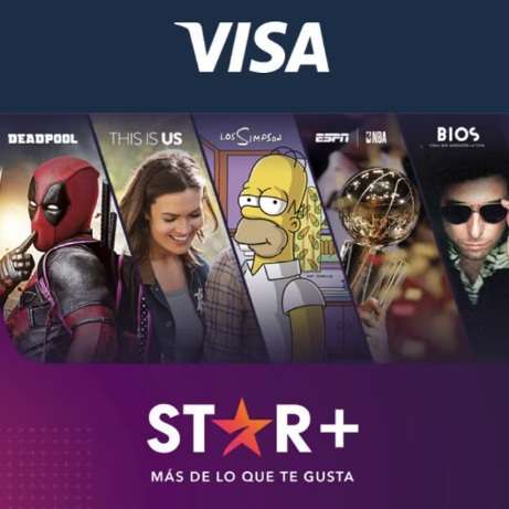 VISA: 3X1 de Star+ Pagando con Visa Clásica o Visa Gold o 4 Meses Gratis con Visa Platinum, Visa Signature o Visa Infinite