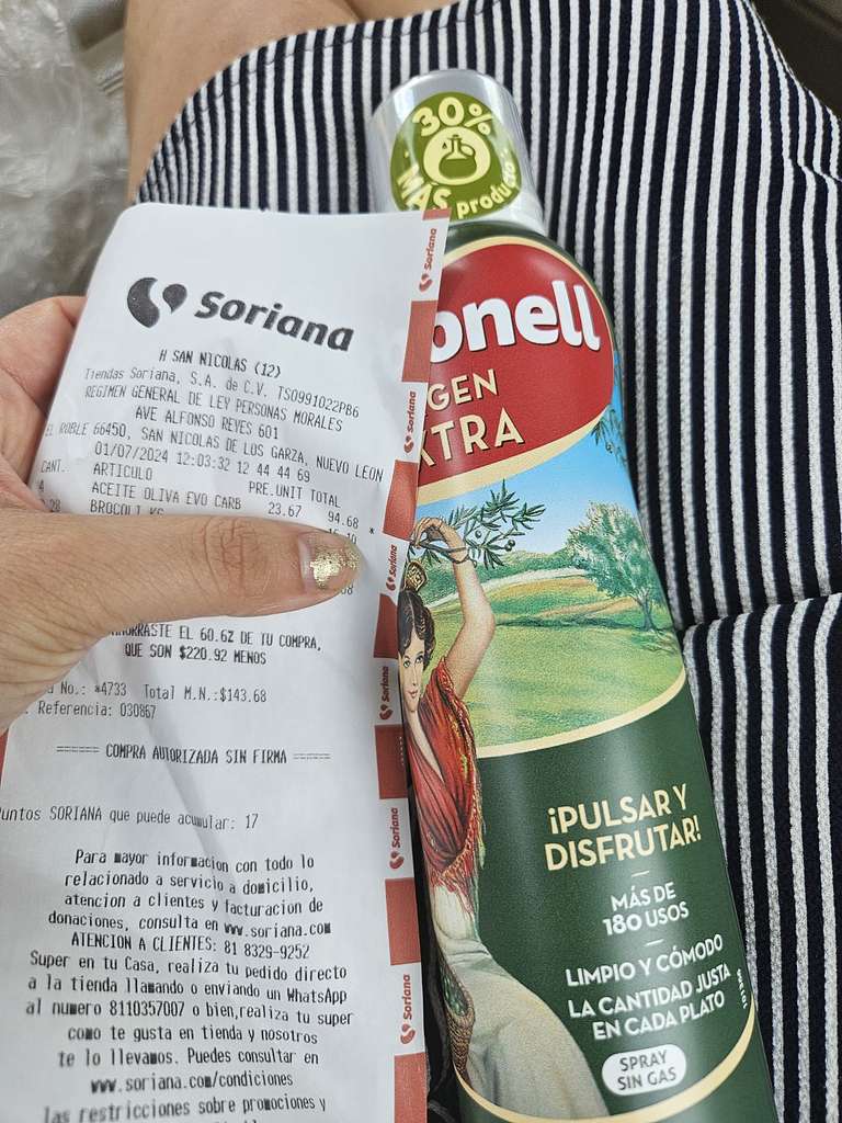 Soriana: Spray aceite extra virgen Carbonell