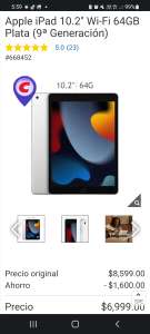 Costco: Apple iPad 10.2" Wi-Fi 64GB Plata (9ª Generación) con paypal y cupon