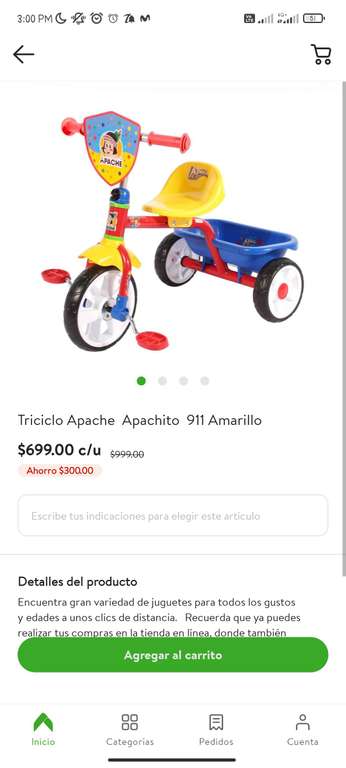 Bodega Aurrera: Triciclo apache apachito 911 amarillo ideal para regalo