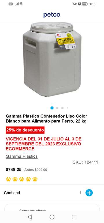 Petco: Gamma Plastics Contenedor de croquetas