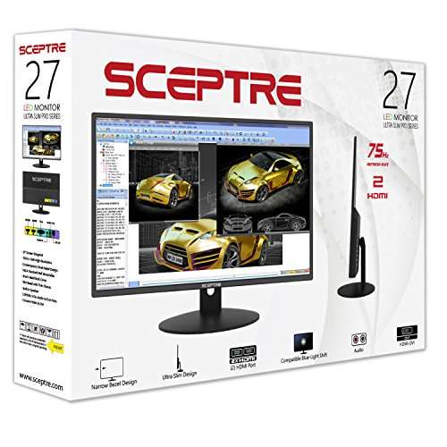 Amazon: Monitor Sceptre E275W-19203R 27 Pulgadas 1080P Monitor LED 99% sRGB 2X HDMI VGA Altavoces Integrados