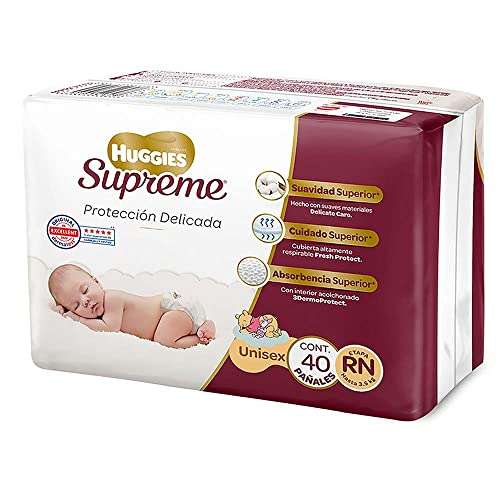 Amazon: Huggies Supreme Pañal Desechable para Bebé, Etapa Recién Nacido Unisex, 80 Piezas, Ideal para Bebés de hasta 3.5 kg