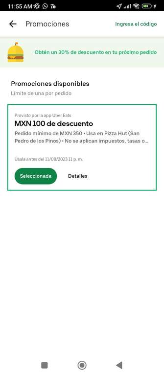 Uber eats y Pizza Hut: Dos pizzas medianas por $149 | Miembros One