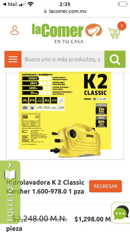 La Comer: Hidrolavadora K 2 Classic Karcher aún más barata
