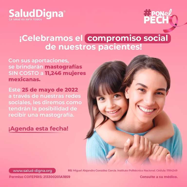 Salud Digna: GRATIS +11,000 Mastografías (25/05)