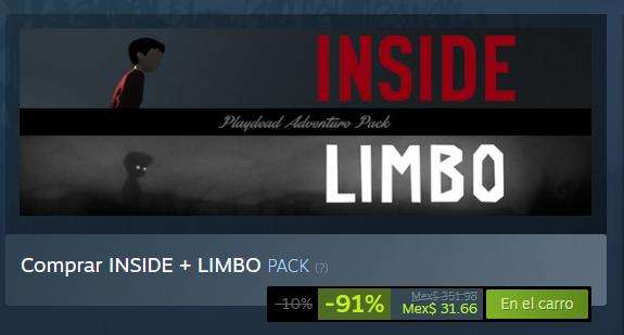 Inside + Limbo Steam Bundle Pack, 91% de descuento!