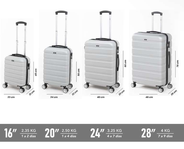 Amazon: Juego de 4 maletas de 4 tamaños diferentes