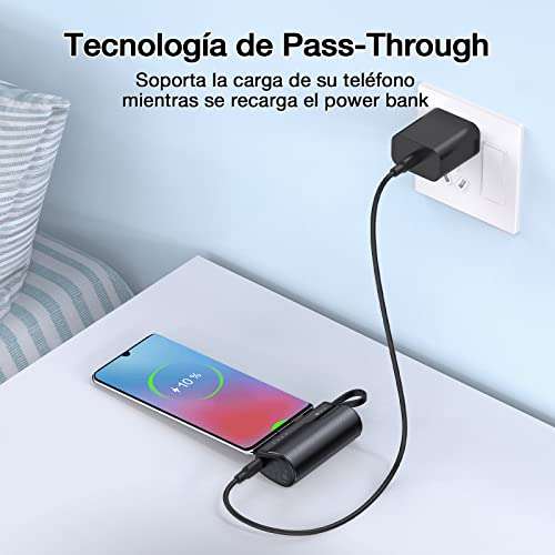 Amazon: Mini Power Bank 4500 mah, Salida Tipo C con 1 Cable USB