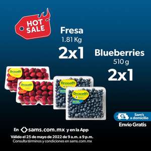 Sam's Club: Fresa y Blueberries al 2x1