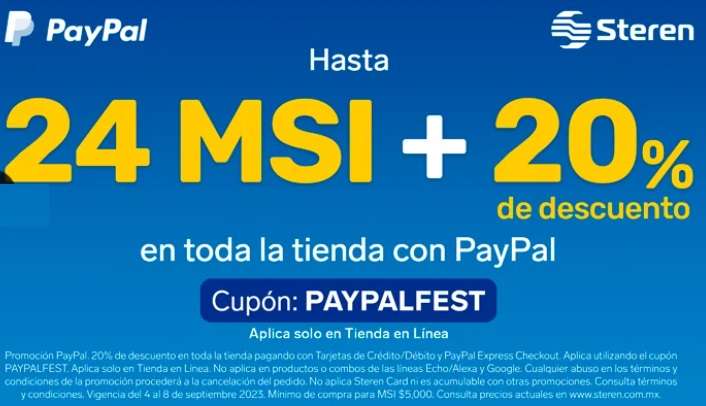 Steren PayPal Fest: 20% en Toda la Tienda + Hasta 24 MSI