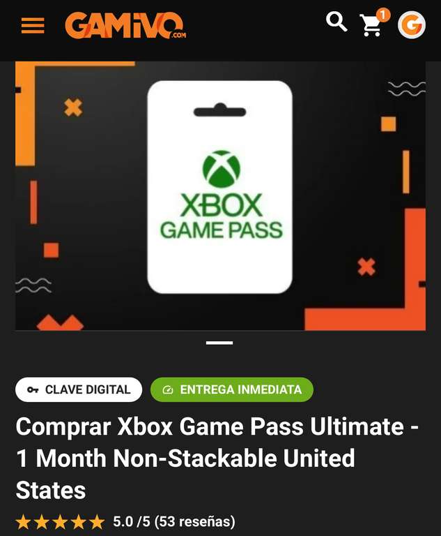 Gamivo | Xbox Game Pass Ultimate - 1 Month Non-Stackable United States