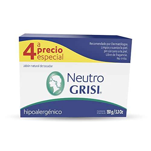 Amazon: Neutro Cuadripack Jabón Neutro Grisi 150 G | envío gratis con Prime