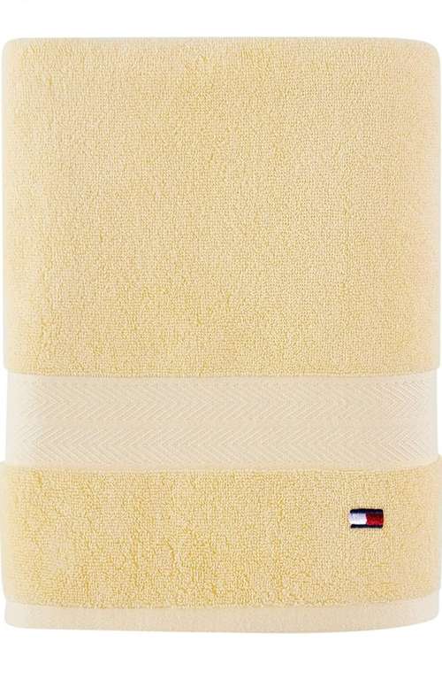 Amazon: Tommy Hilfiger - Toalla de baño Modern American 100% algodón, 76 x 137 cm, Color Amarillo Sunshine (precio al comprar 3)