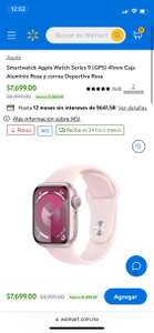 Walmart: Smartwatch Apple Watch Series 9 (GPS) 41mm Caja Aluminio Rosa y correa Deportiva Rosa