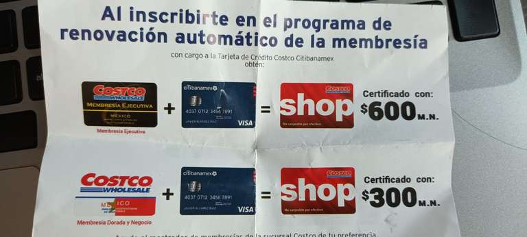 Costco: Certificado de regalo ($300 Dorada y negocio | $600 ejecutiva) en la renovación automática de membresía con TDC Costco Citibanamex
