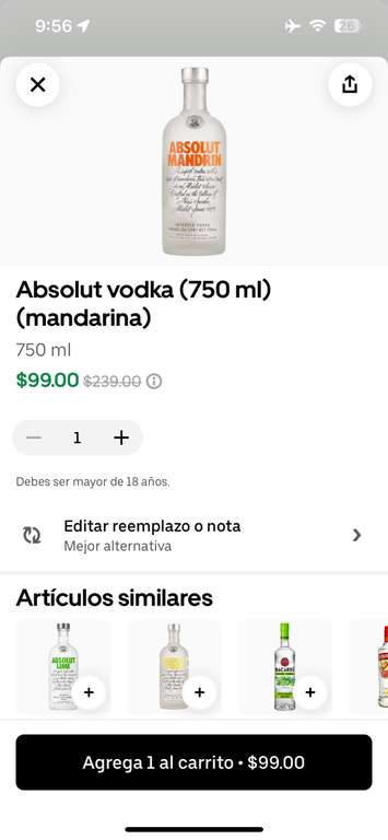 Vodka Absolut Sabores - Uber Eats