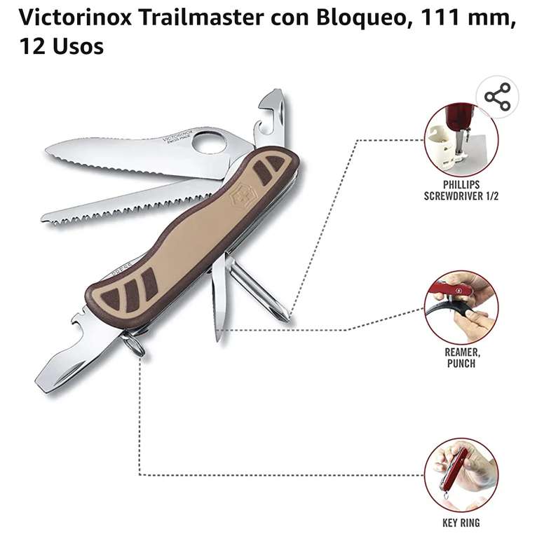 Amazon: Victorinox Trailmaster con Bloqueo, 111 mm, 12 Usos